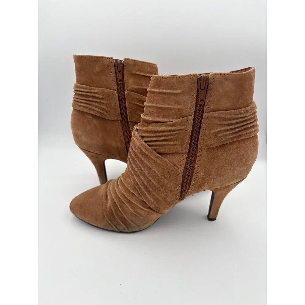 Womens Bijou New York Leather & Man-Made Materials Ankle Boots Size 7.5W Brown M